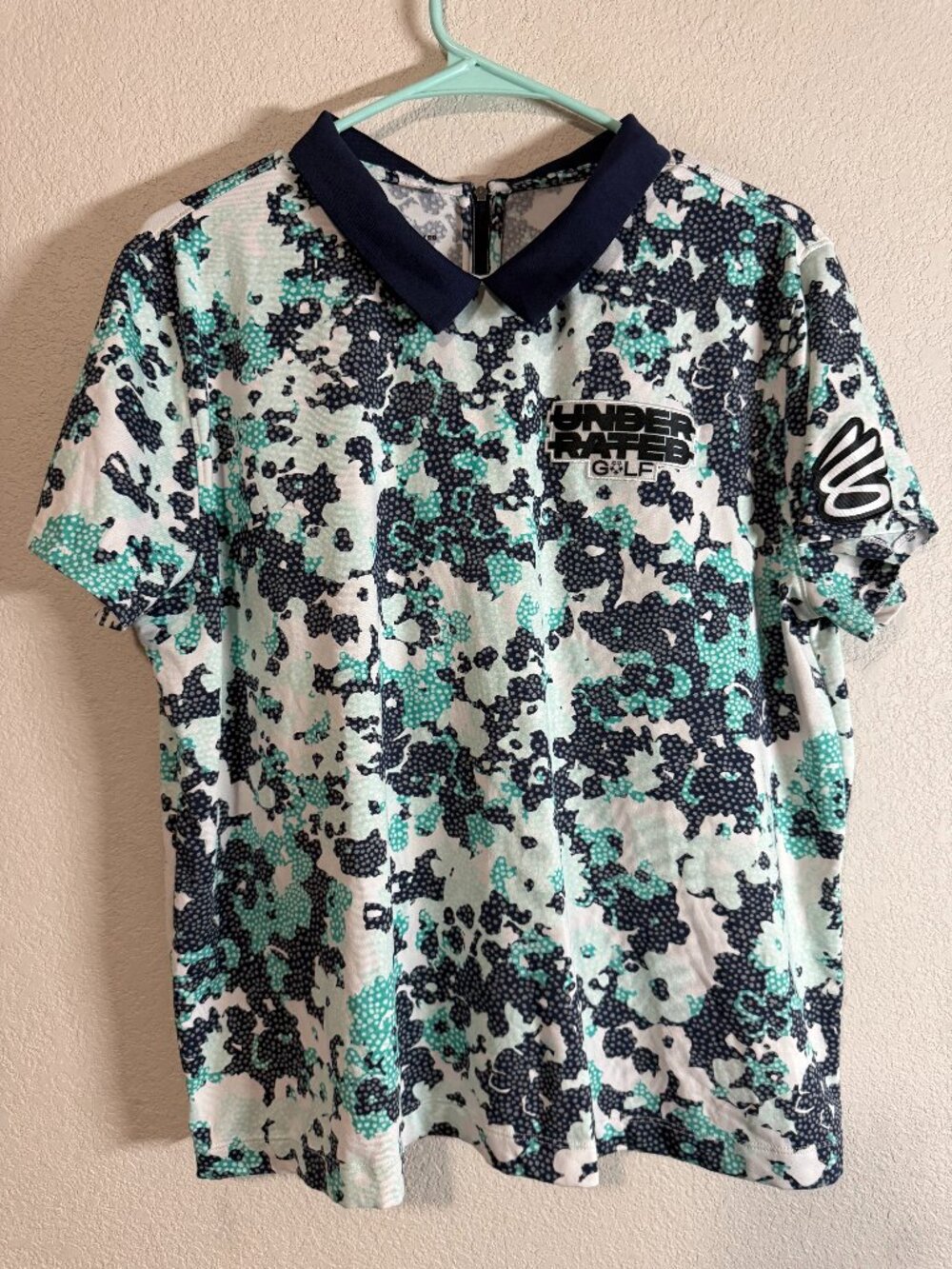 Under Armour Steph Curry Underrated Golf Polo Teal Camo XL